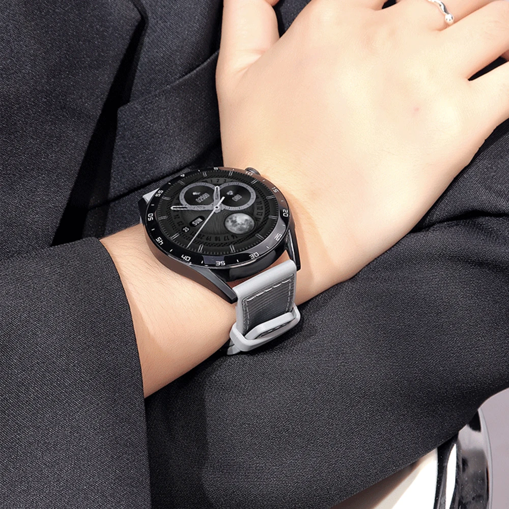 Universal 22mm Nylon+Silicone Sports Watch Strap Bracelet