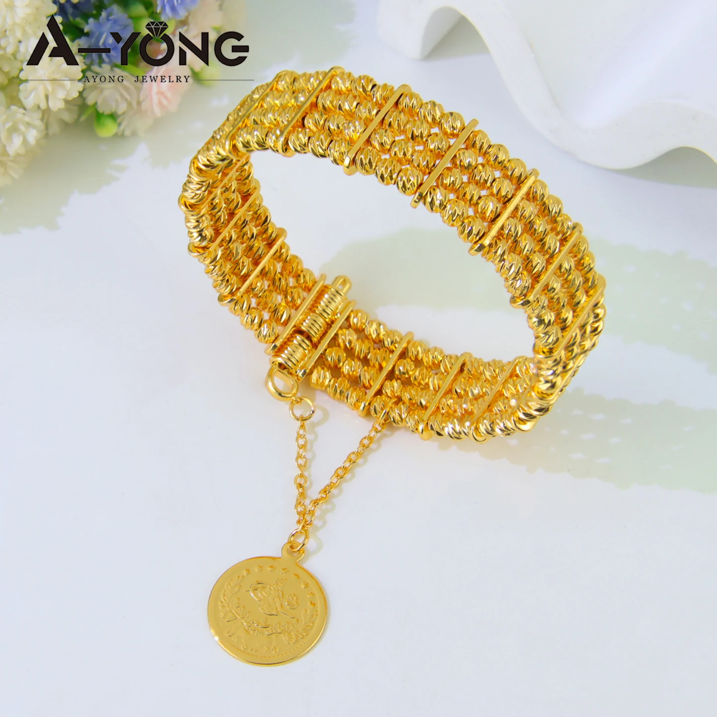 Algeria Bridal Wedding Cuff Bangles 24k Gold Plated Nigeria Luxury
