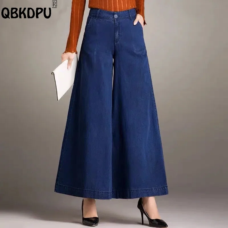 Elegant Design Wide Leg Jeans Women Super Baggy Skirts Vaqueros Mother