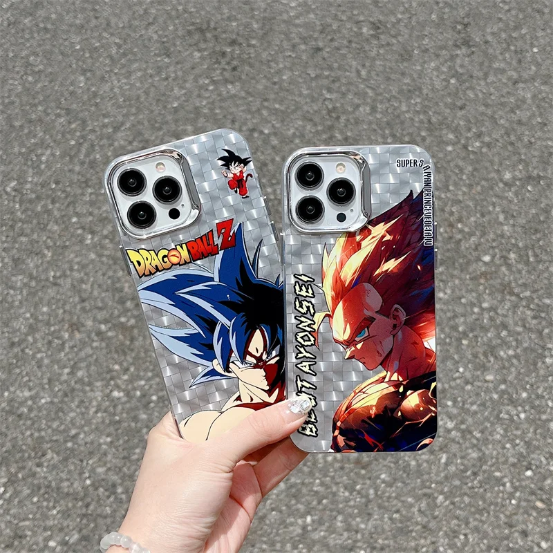 

Hot Anime Dragon Ball Silver Electroplate Case for iphone 11 Saiyan Broly Goku Phonecase for iPhone 14 13 12 Pro Max Soft Cover