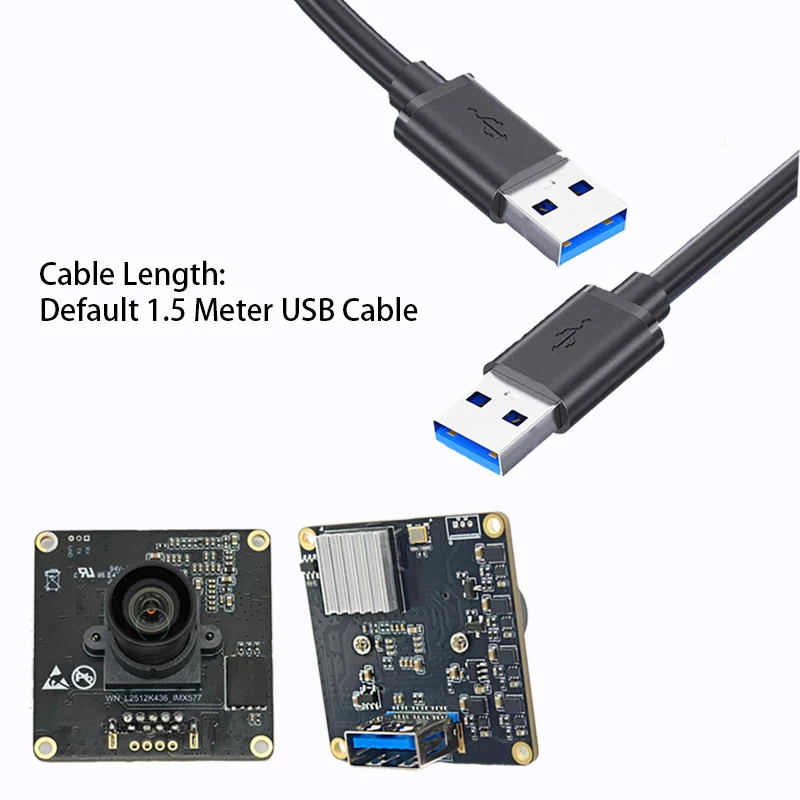 12MP 4K 카메라 모듈 IMX577 4000×3000 100 °   왜곡 없는 USB3.0 UVC H.264/H.265 2D-3D DNR 38×38