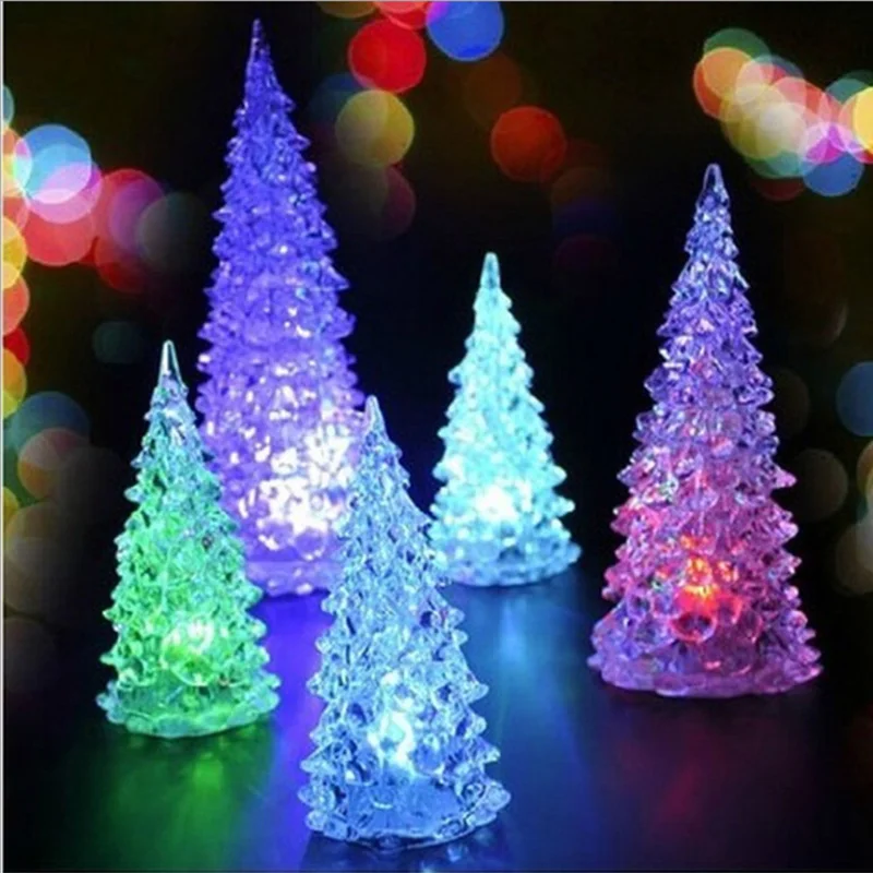 

Acrylic Mini Nightlight Children Gift Xmas Decoration Night Light-Up Toy Acrylic Christmas Tree LED Colorful Crystal Flash