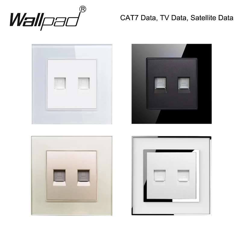 Enhanced Product Title: 
Premium CAT7 Dual Data Socket with Elegant Acrylic Glass Frame (White, Black, Gold)
