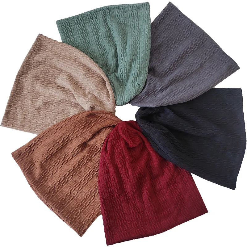 Geebro Women's Stripes Pattern Casual Hats Autumn Winter Soft Stretch Slouchy Cap Ladies Solid Color Skullies Beanies Gorros 2