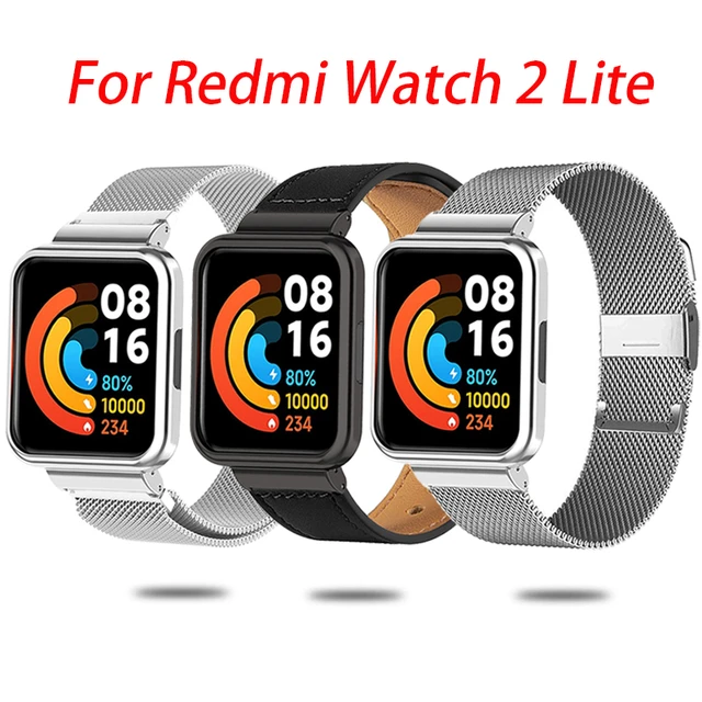 Correa de reloj de acero inoxidable para Redmi Watch 3 Active, funda  protectora de correa de Metal para Redmi watch 2 lite - AliExpress