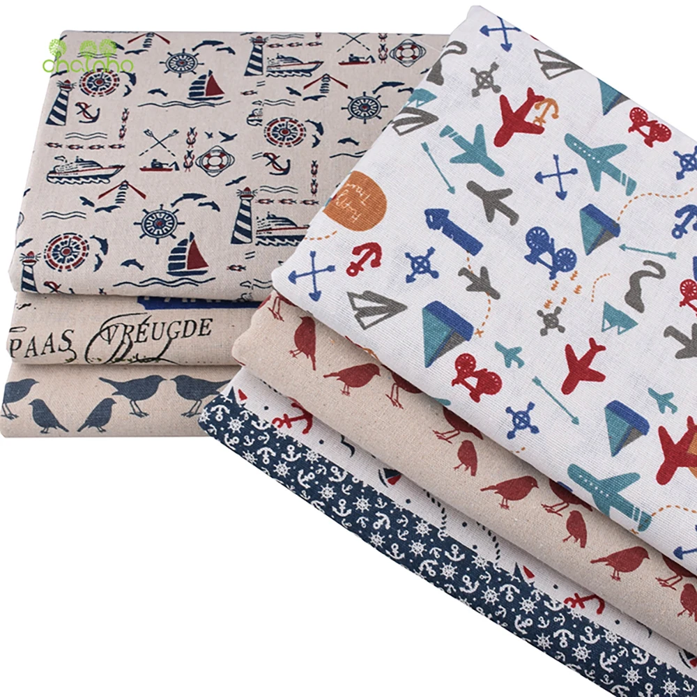 Chainho,Printed Cotton Linen Fabric,DIY Sewing Quilting Material,Cloth For Table,Sofa,Curtain,Bag,Cushion,Furniture Cover,15CL10