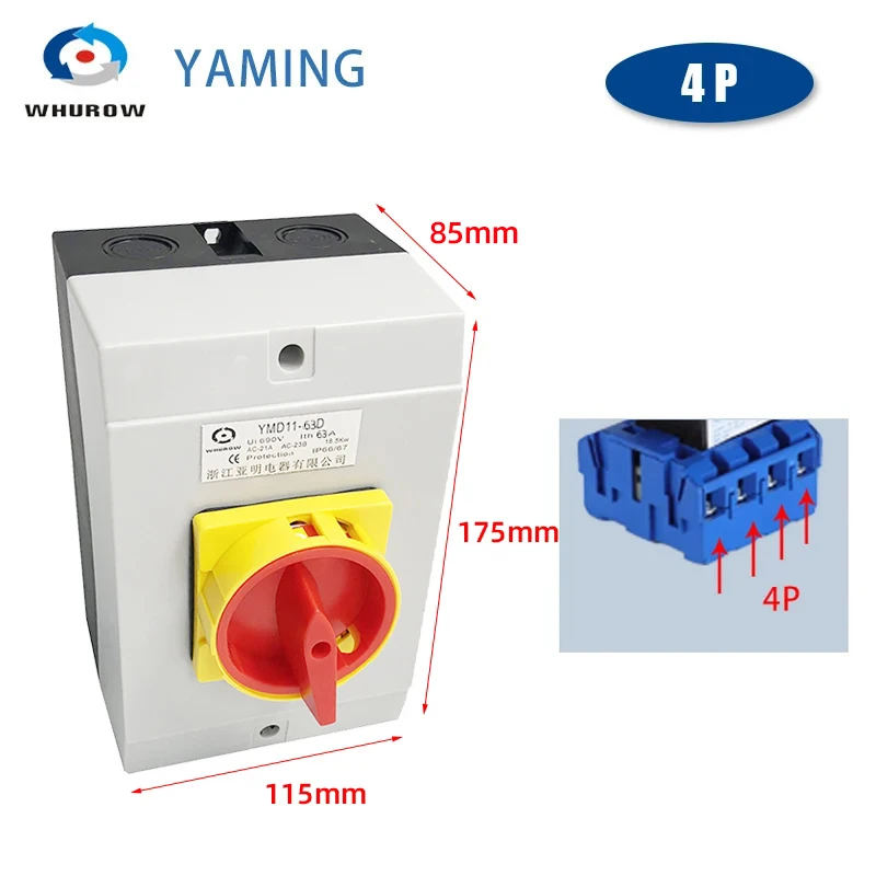 YMD11-40C 4P 40A オフオン 690V 40A アイソレーター スイッチ 南京錠 切断 交換用 LW30-40A 1 YMD11-40C 4P 40A オフオンパネル DINレール取り付け 690V 40A アイソレータースイッチ 南京錠 切断 交換