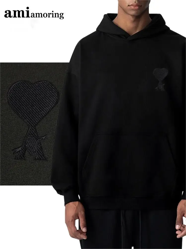 

Мужская повседневная хлопковая толстовка с капюшоном и принтом в виде сердца