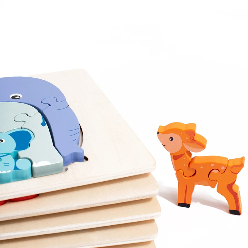 Wooden Educational Animal Jigsaw Puzzle Game Parent-child Puzzle Baby Game