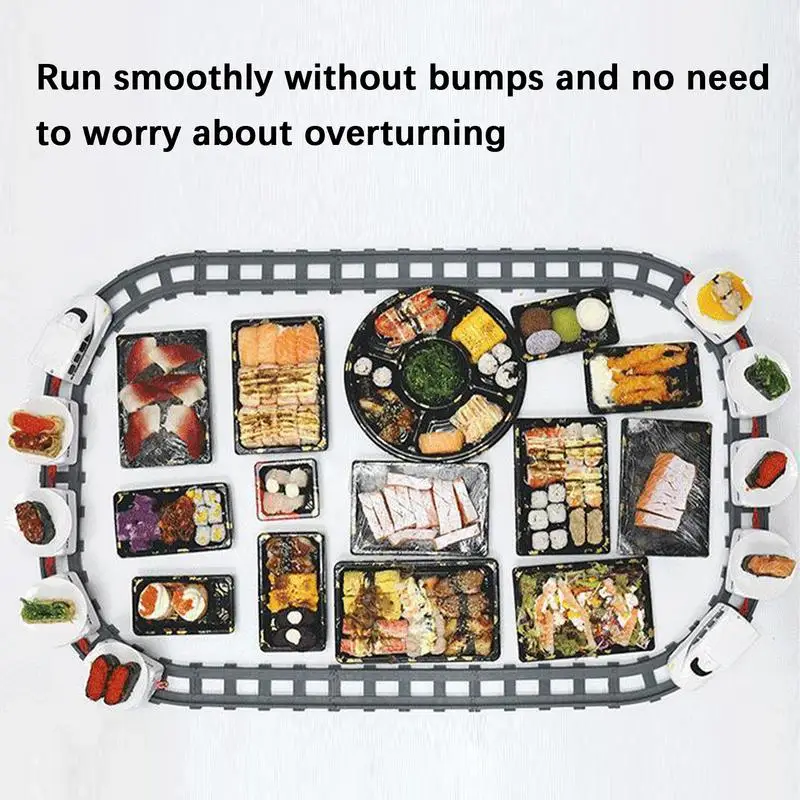 Rotating Sushi Train Set 22X Sushi Serving Tray Rail Battery Powered Intelligent Control Rotating Table Food Train Kids Role-Pla