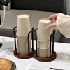 Disposable Cup Storage Holder Rack Shelf Water Tea Cups Wood Dispenser with Longer Stick Mug Display Stand Organizer Supplies 3