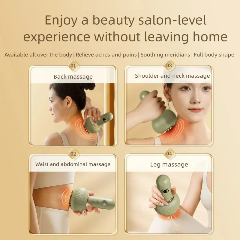 Electric Guasha Body Massager Shaping Heating Scraping Brush Drainage Machine Fat Burner Vibrating Red Light Meridians Massager