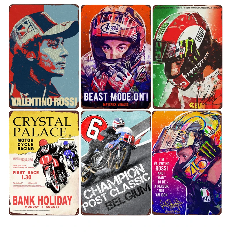 Moto Racing Champion Post Classic Poster Vintage Wall Tin Sign Decor Motor Rider Metal Signs Garage Bar Tin Plate Decor