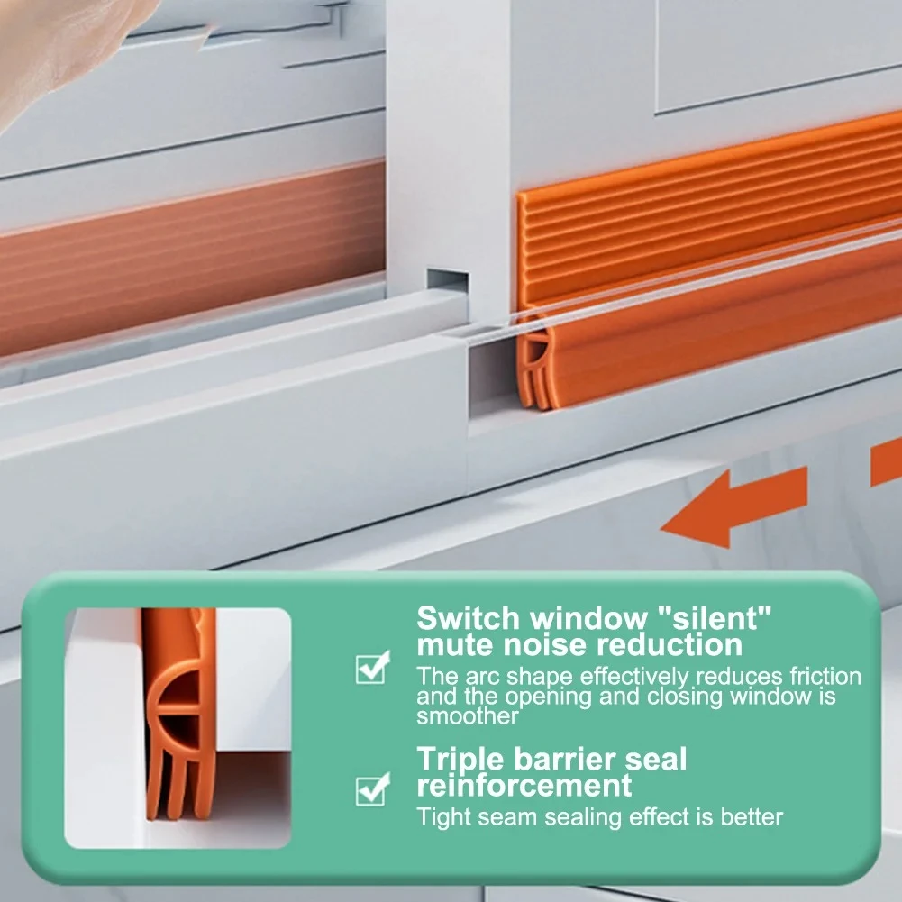 TPE Sliding Window Seal Strip Self Adhesive Triple Sound Insulation Windproof Anti-Cold Door Under Flexible Weatherstrip Tape