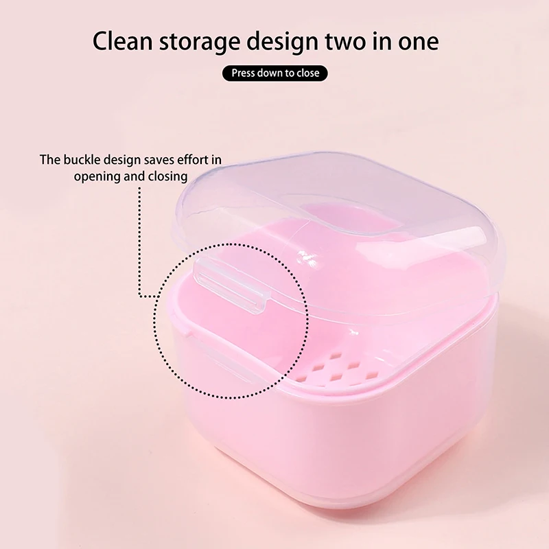 Square Nail Polishing Head Sterilization Box Cleaning Bowl Dental Brace Storage Box 4-Colors Soak Case Black/Pink/White/Purple
