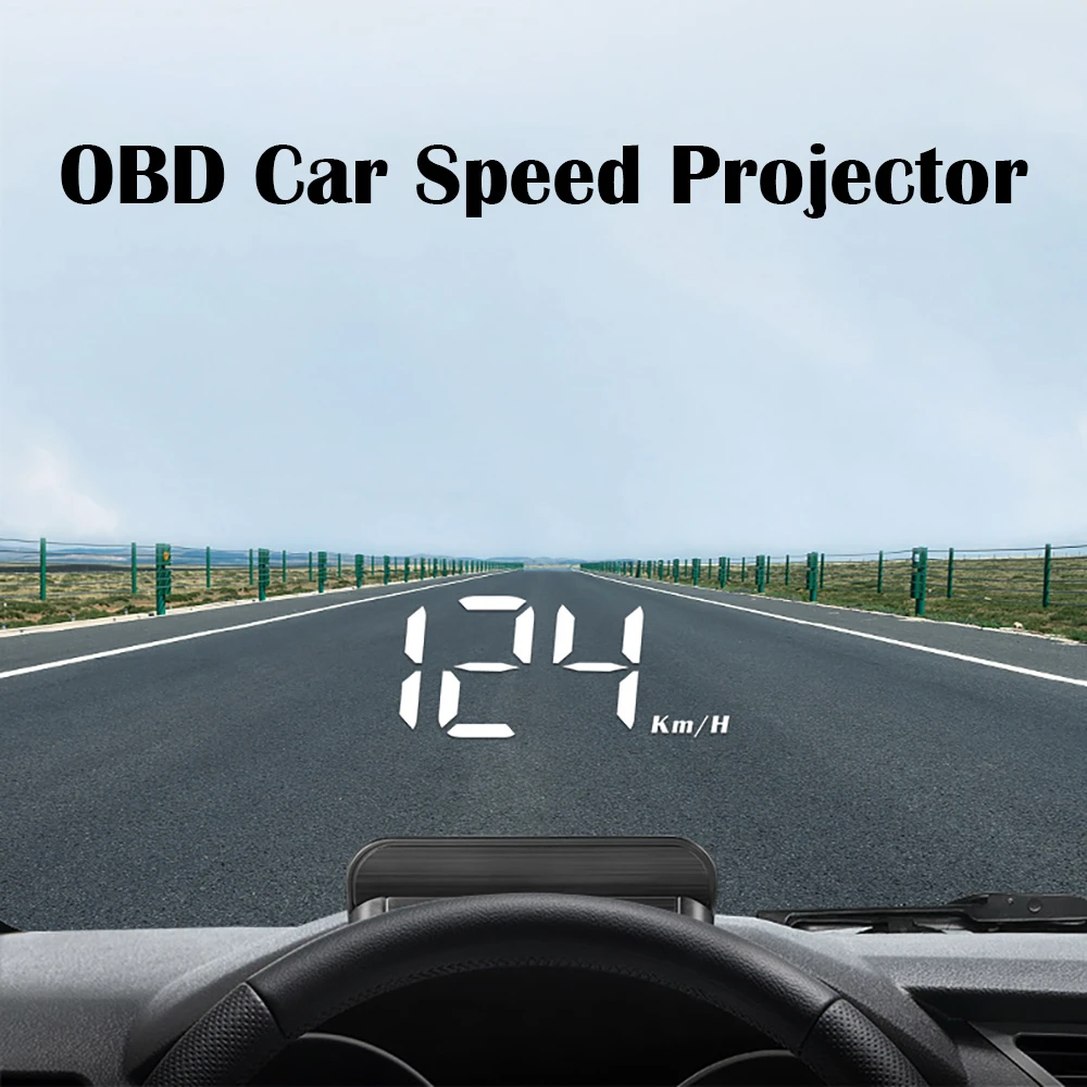 HUD ヘッドアップディスプレイ OBD2 サブメーター フロントガラス照射 反射投影 後付け 自動車用 OBDII 増設 追加メーター 警報 アラーム タコメーター 速度計