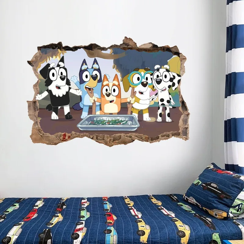 

Bluey Family Cartoon Anime Children's Wall Sticker Self Adhesive Paper PVC Poster Bedroom 3D Wall Sticker Wall Decoration