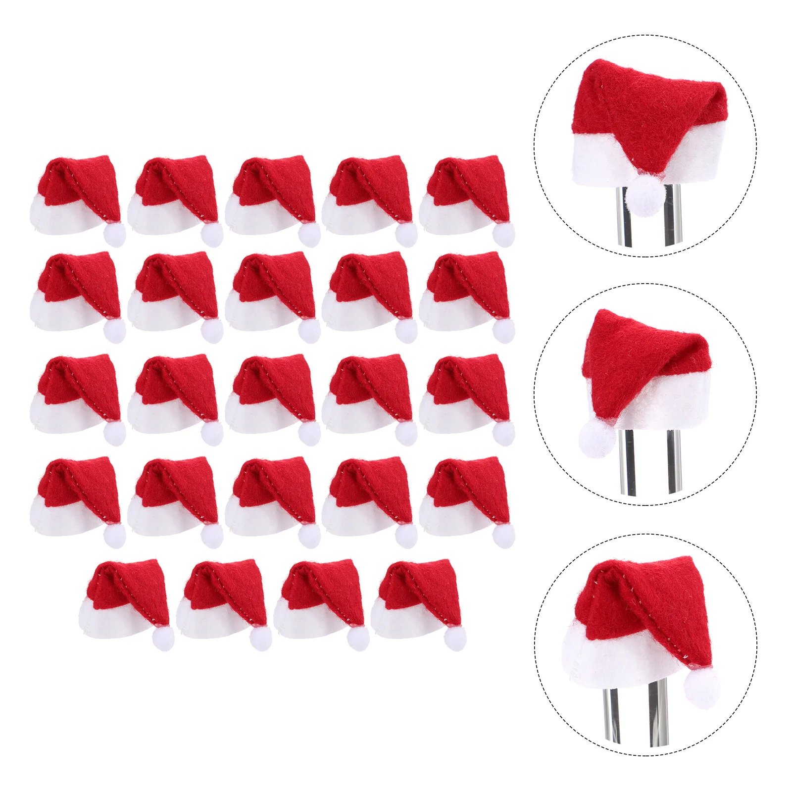

24 Pcs Christmas Lollipop Hat Santa Claus Cap Decor Accessories Non-woven Fabric Cover Candy
