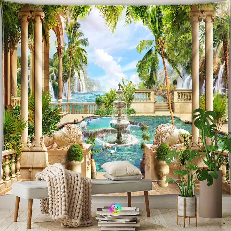 AYAHOナローレイアウト7 湖畔の風景アクリルケース付き Landscape Room Decoration Natural Tapestry Sea View