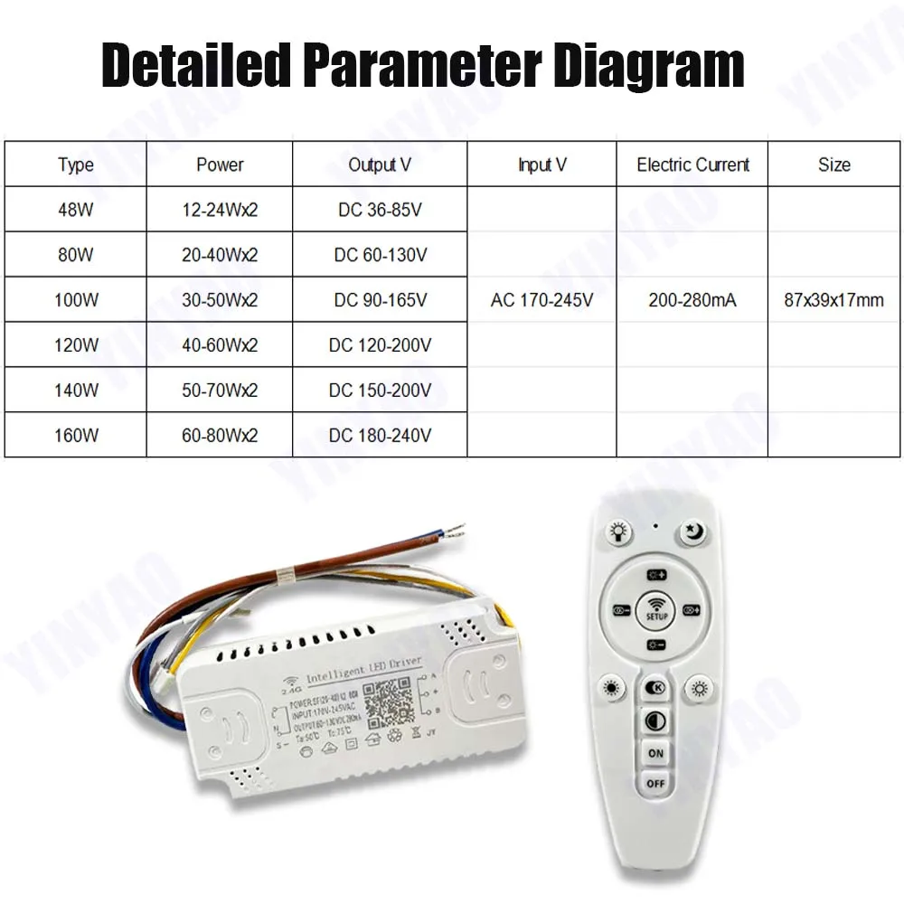 รูปสินค้า 2.4G เครื่องควบคุมไฟฟ้าอัจฉริยะ ปรับแสง เปลี่ยนสี สำหรับโคมไฟระย้า