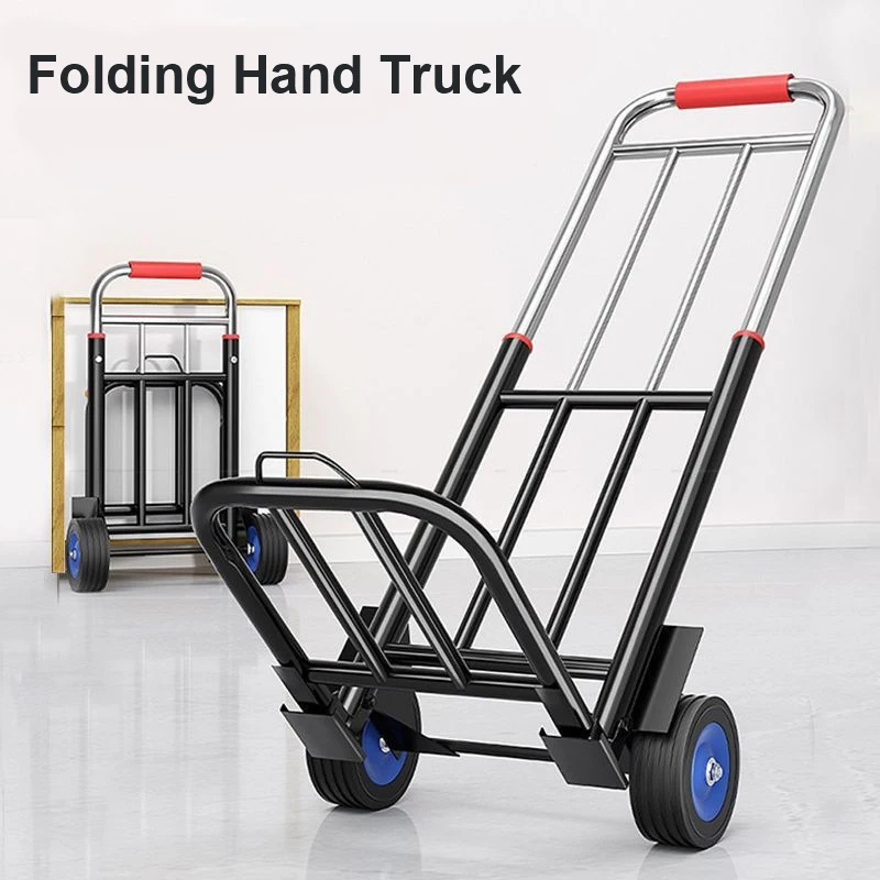 Foldable Handcart Portable Stair Climbing Cart Heavy Duty Adjustable Handle Luggage Trailer for Shopping Home Travel Transport