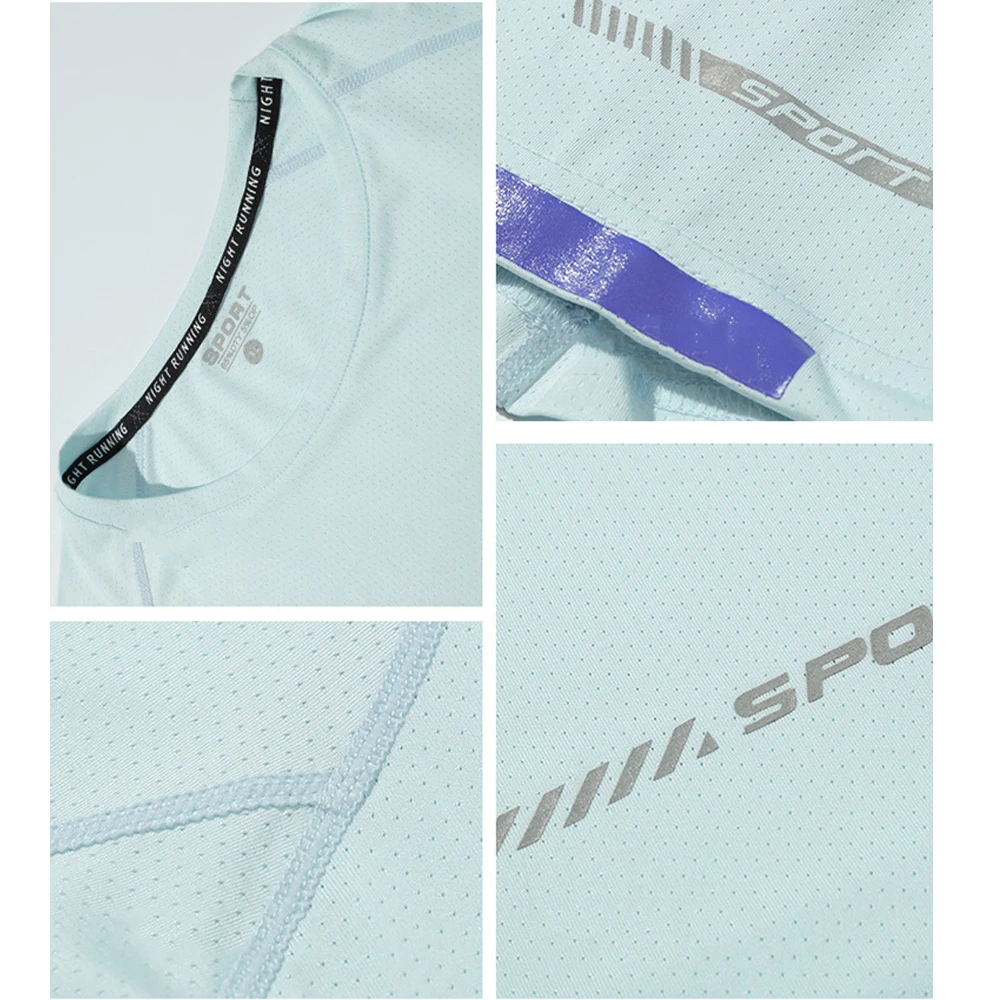 تي شيرت بأكمام قصيرة جاف سريع ، قمصان رياضية ، ملا...