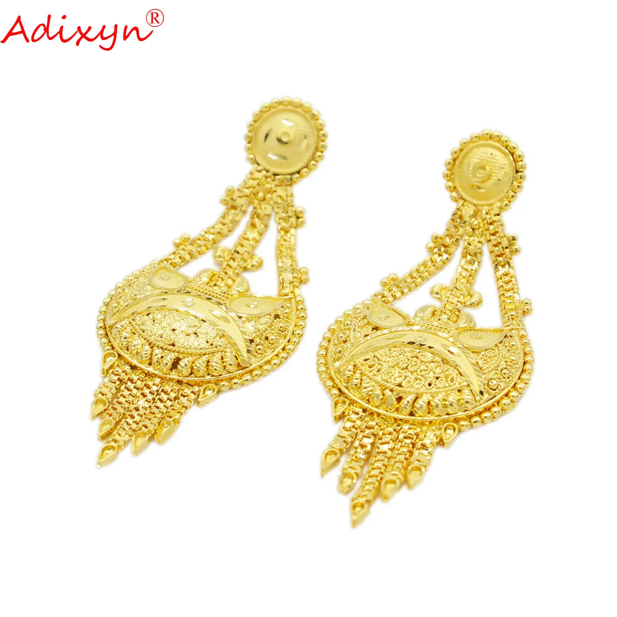Adixyn Jewelry Bombast Big Stud Earring For Women 24k Plated Gold  Color Copper Mateial Hand-Work Made  Dubai Design N060612