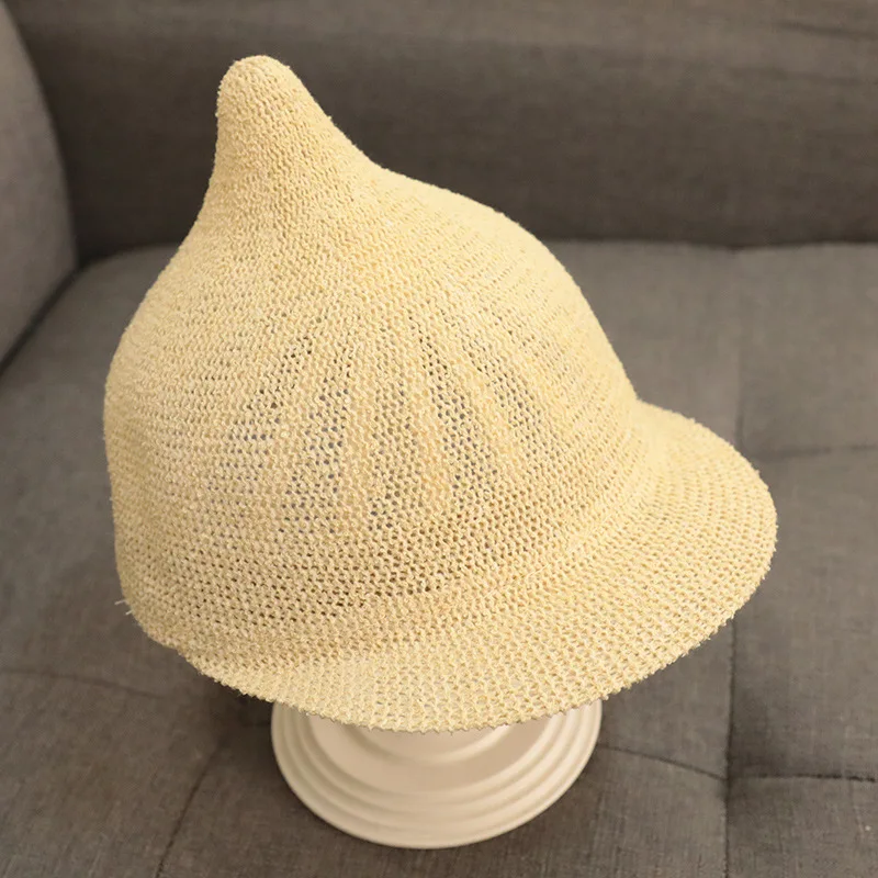 accessoriesbaby easter  2022 Korean Style Baby Straw Hat Kids Summer Hats Plaited Visor Peaked Hat Cute Pointy Top Outdoor Sun Caps Children Beach Cap boots baby accessories	