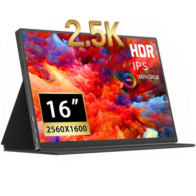 

16 Inch 2.5K 2560*1600 Portable Monitor 16:10 100%sRGB 400Cd/m² HDR Display Game Screen For Laptop Mac Phone Xbox PS4/5 Switch