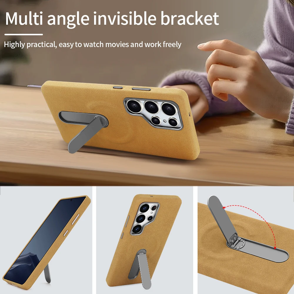 Premium Suede Magnetic Phone Case with Rotatable Holder - All-Inclusive Protection