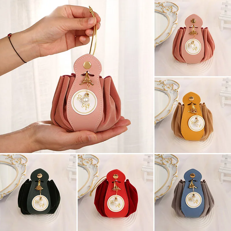 Luxury Flocked Leather Velvet Drawstring Candy Bags – Elegant Sachet Pouches for Christ... - SKU CFB01614 - UGI Packaging