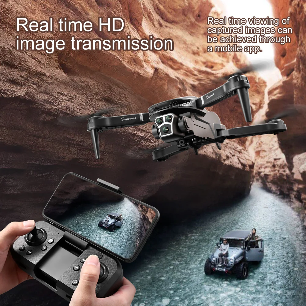 V68 RC Drone 8k Profesional Three HD Camera 2.4G Obstacle Avoidance Aerial Photography Optical Flow Foldable Quadcopter Toy Gift