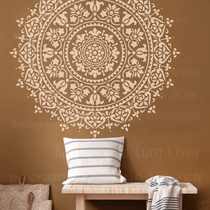 40cm - 80cm Stencil For Painting Wall Template Furniture Makers Plaster Decorative Decors Putty Mandala Round Flower Lotus S307