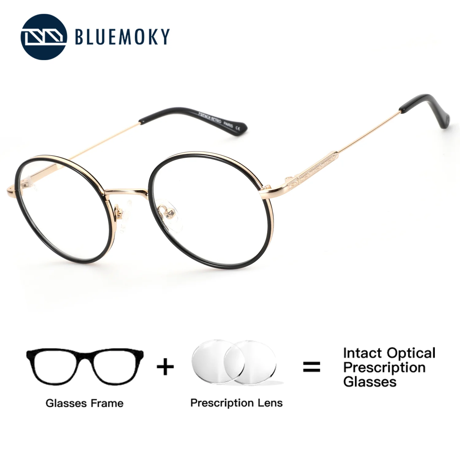 BLUEMOKY (tamaño XS) gafas médicas graduadas redondas de Metal para hombres y mujeres miopía óptica fotocromática progresiva antiluz azul,lentes ópticos con receta personalizada