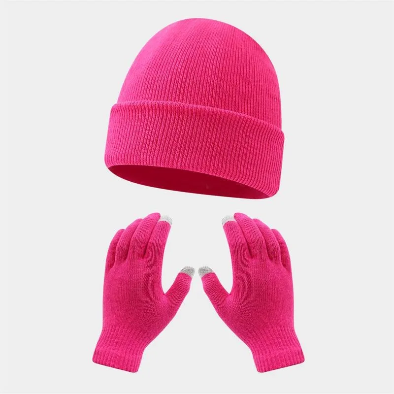 2-teiliges Set aus warmen Beanie-Mützen und Handschuhen, weiche Strickmütze, lässig für Herbst und Winter, geeignet für Reisen, Wandern, Skifahren, Radfahren – Detail 12