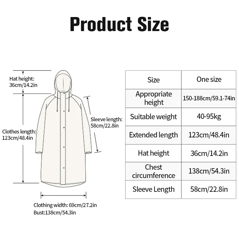 Outdoor Waterproof Adult Long Raincoats EVA Rain Coat for Men Women Camping Equipment Rainproof Motorcycle Hiking Raincoats
