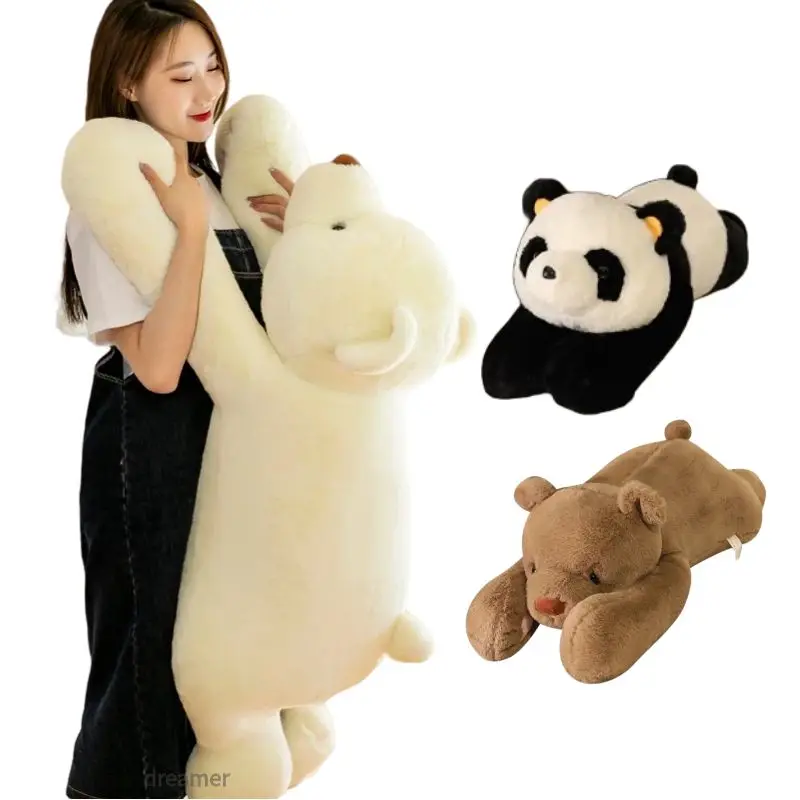 50-120cm Giant Lying Polar Bear Doll Plush Toy Stuffed Fluffy Panda Animal Children Man Sleeping Companion Plushie Peluche Gift new school cartoon potato stuffed plush toys and movies chip and mouse peluche animal doll gifts for children birthday gift