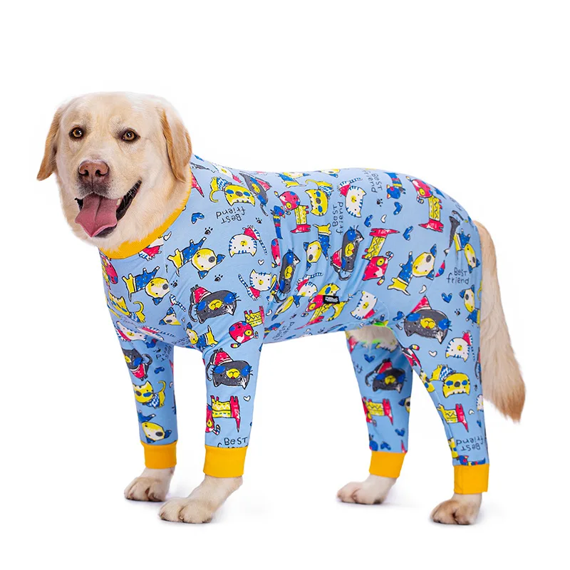 thumbnail image 1 of Pijamas de algodón con estampado de dibujos animados para perros, bonitos pijamas para perros, ropa para perros grandes, monos para perros grandes, 1 of 5