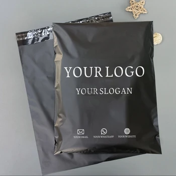 Black express bag gift packaging mail bag waterproof plastic bag transportation product self-sealed bag custom printing logo 1