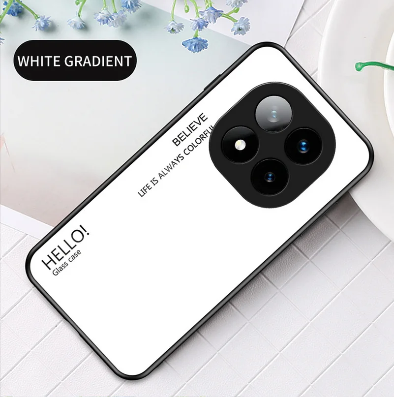 Gradient Tempered Glass Protective Glossy Back Cover Case