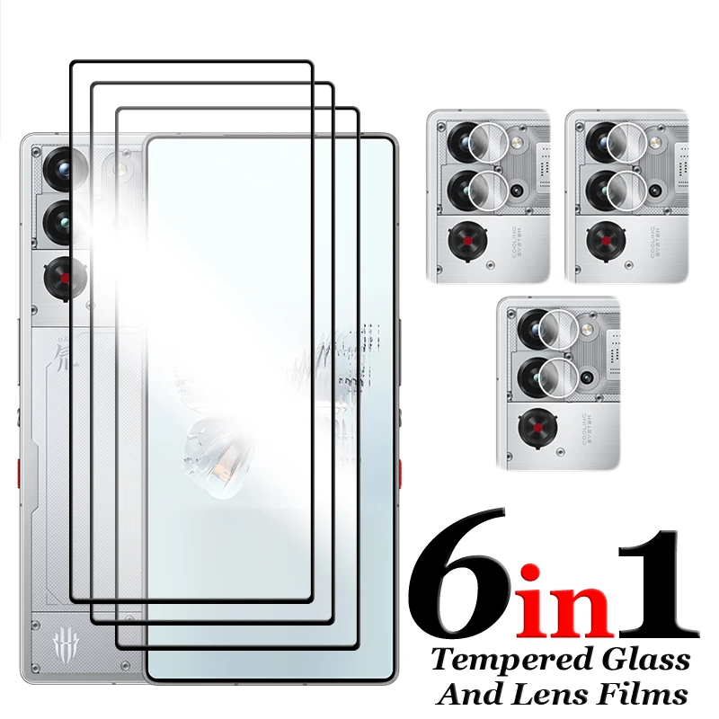 Premium 6-in-1 Tempered Glass Screen Protector, 6.85-inch Full Cover Glue, HD Clarity
