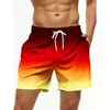 Men's Beach Shorts Gradient Color Block Drawstring Summer Men's swim Trunks Elastic Waist 3D Print  Breathable Short Streetwear 5
