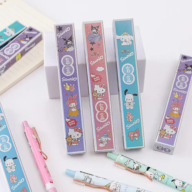 

New Kawaii Sanrios Hellokittys Kuromi Mymelody Cinnamoroll Gel Pen Cartoon Lovable Black Signature Pen Birthday Gift For Girls