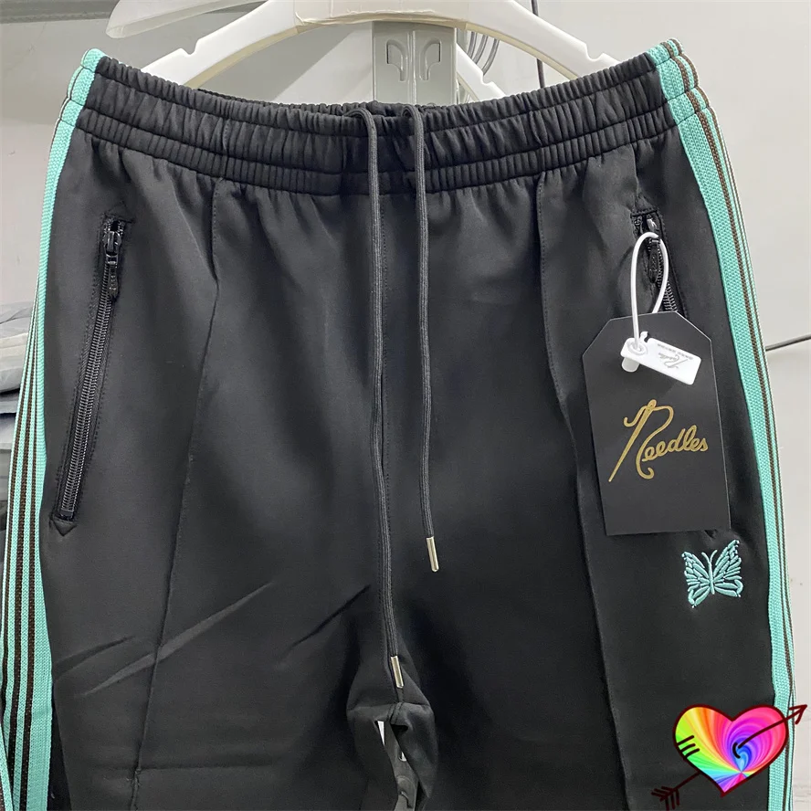 

2023 Black Green Needles Pants Men Women 1:1 AWGE Needles Track Pants Embroidery Butterfly Sweatpants High Street Trousers