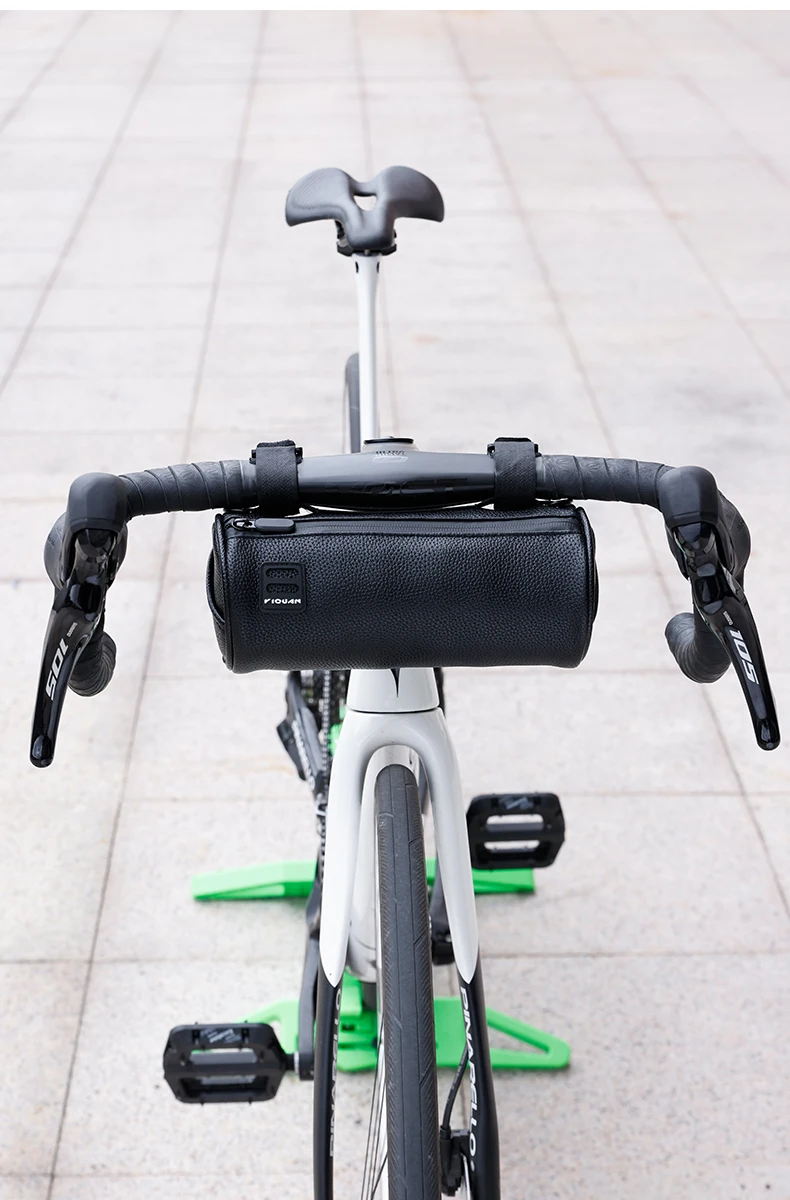Wasserdichte Fahrrad-Lenkertasche, schwarzer vorderer Schultergurt für Rennrad, Mountainbike, Fahrradreisen und Aufbewahrung – Detail 13