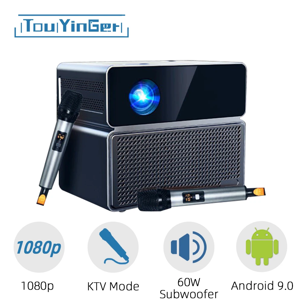 Touyinger E900  Android Home Theater Mobile KTV Projector 1080P Full HD WIFI With Microphone