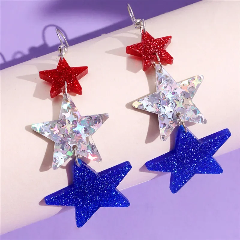 

Cute Sequin Layered Striped Star Letter Earrings