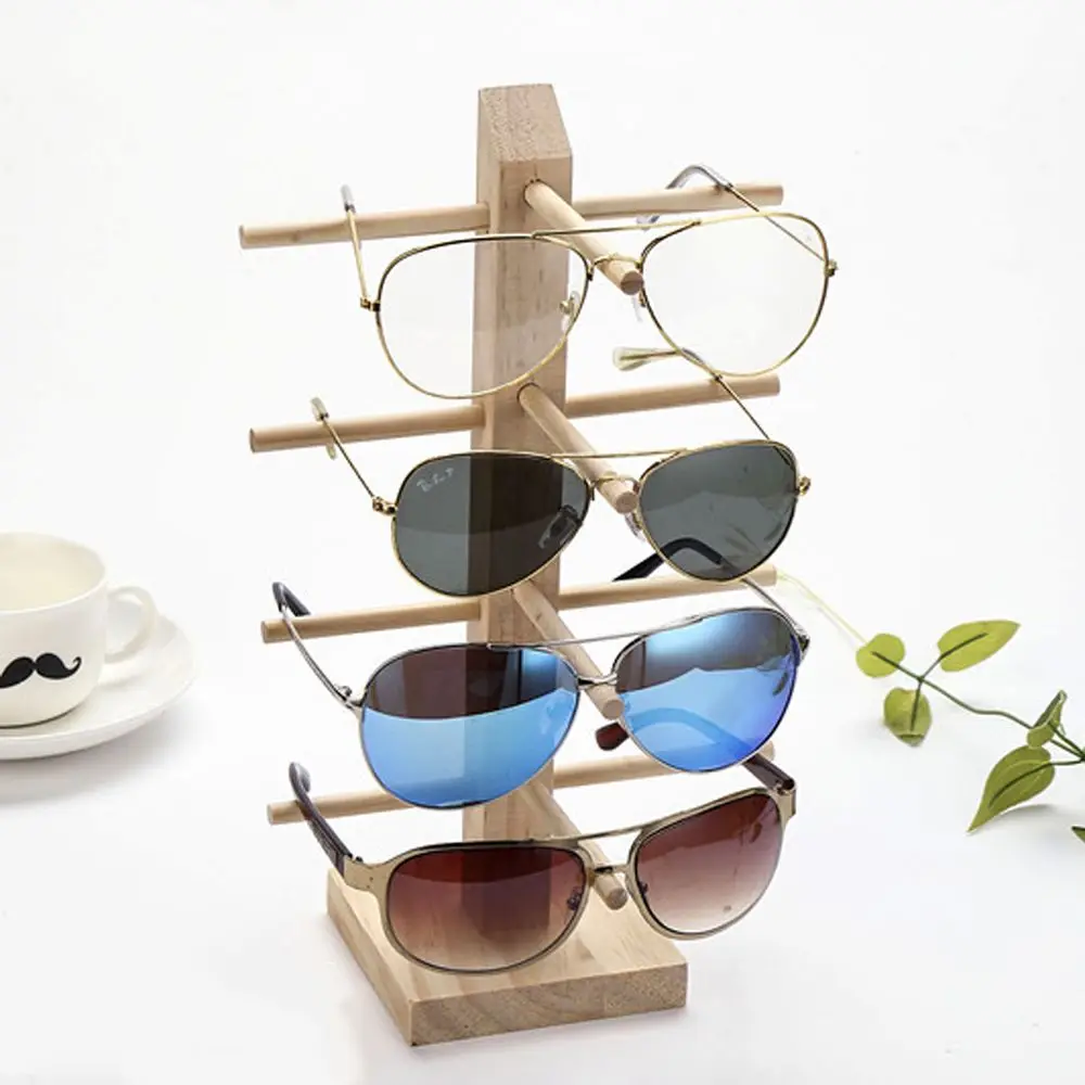 Multi-layer Wooden Sunglasses Display Stand For Women's Glasses_voghion.com