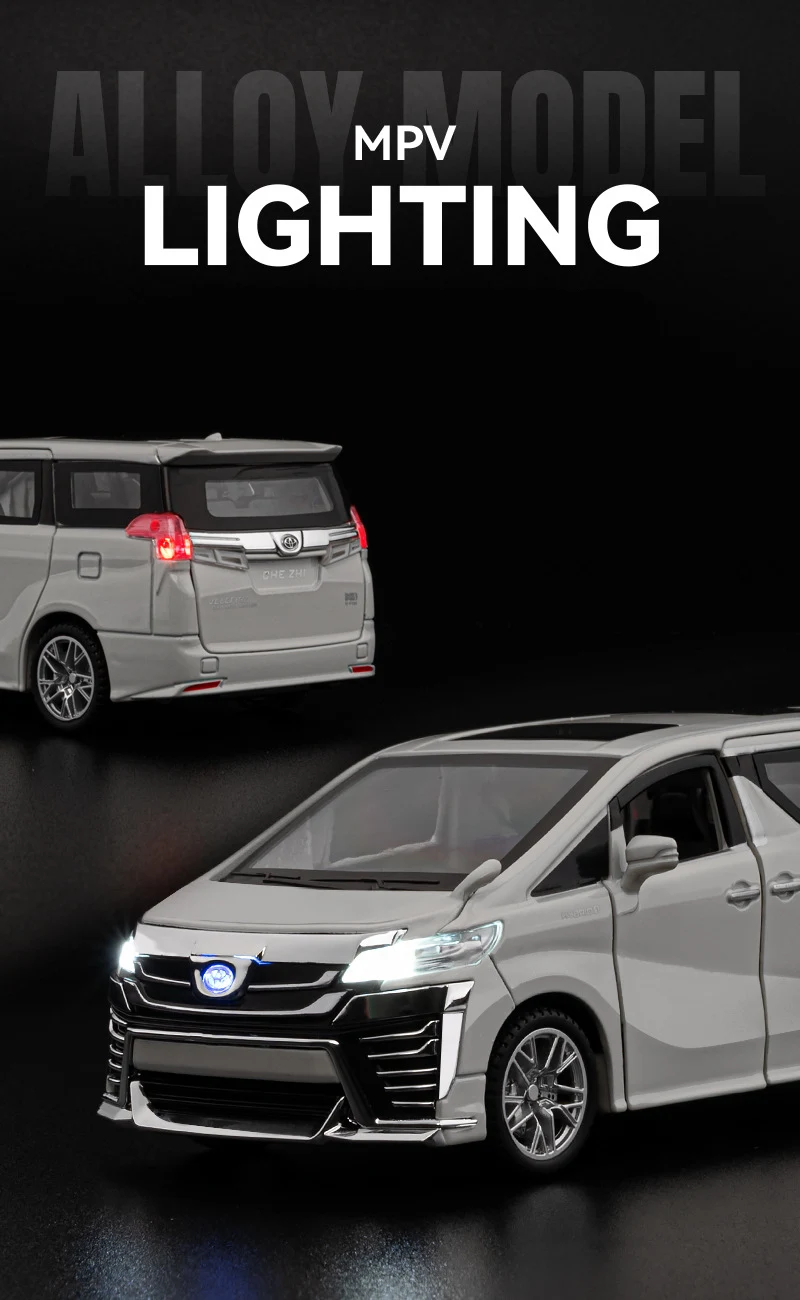 1:32 Toyota VELLFIRE Alphard MPV Alloy Car Model Diecasts Metal Toy Vehicles Car Model Sound and Light High Simulation Kids Gift 