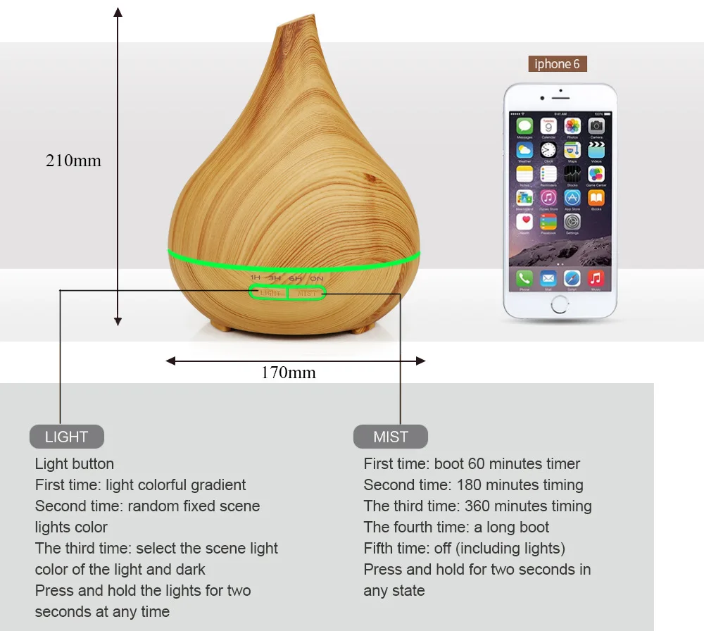 Smart WiFi Wooden Essential Oil Diffuser Air Humidifier Voice Control Humificador For Bedroom Home Plants Support HomeKit 2
